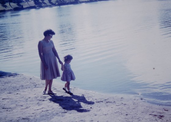 Momma and me, in coordinating dresses I think she sewed herself.